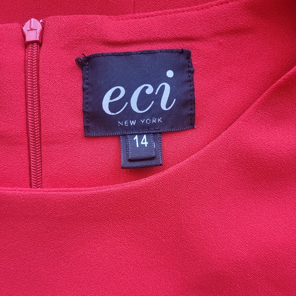 ECI Red Ruffle Dress, VGUC, Size 14 - Picture 5 of 6